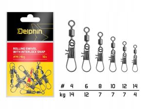 Obrotowy krętlik z zatrzaskiem blokującym Delphin 10szt 12kg #7