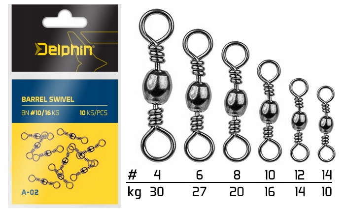 Krętlik baryłkowy Delphin Barrel Swivel A-02 r 12