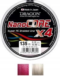 Plecionka Dragon NanoCore X4 czerwona 135m 0.18mm
