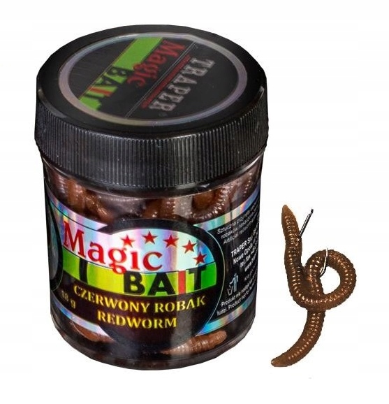 Przynęta sztuczna Traper Magic Bait czerwony robak, dżdżownica