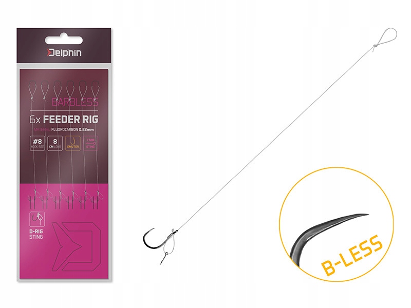 Przypon feederowy Delphin FLR D-rig #8 8cm 0,22 sting 7mm B-Less