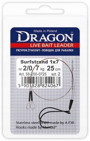 Przypony żywcowe z hakiem Dragon rozm 2 25cm 5kg